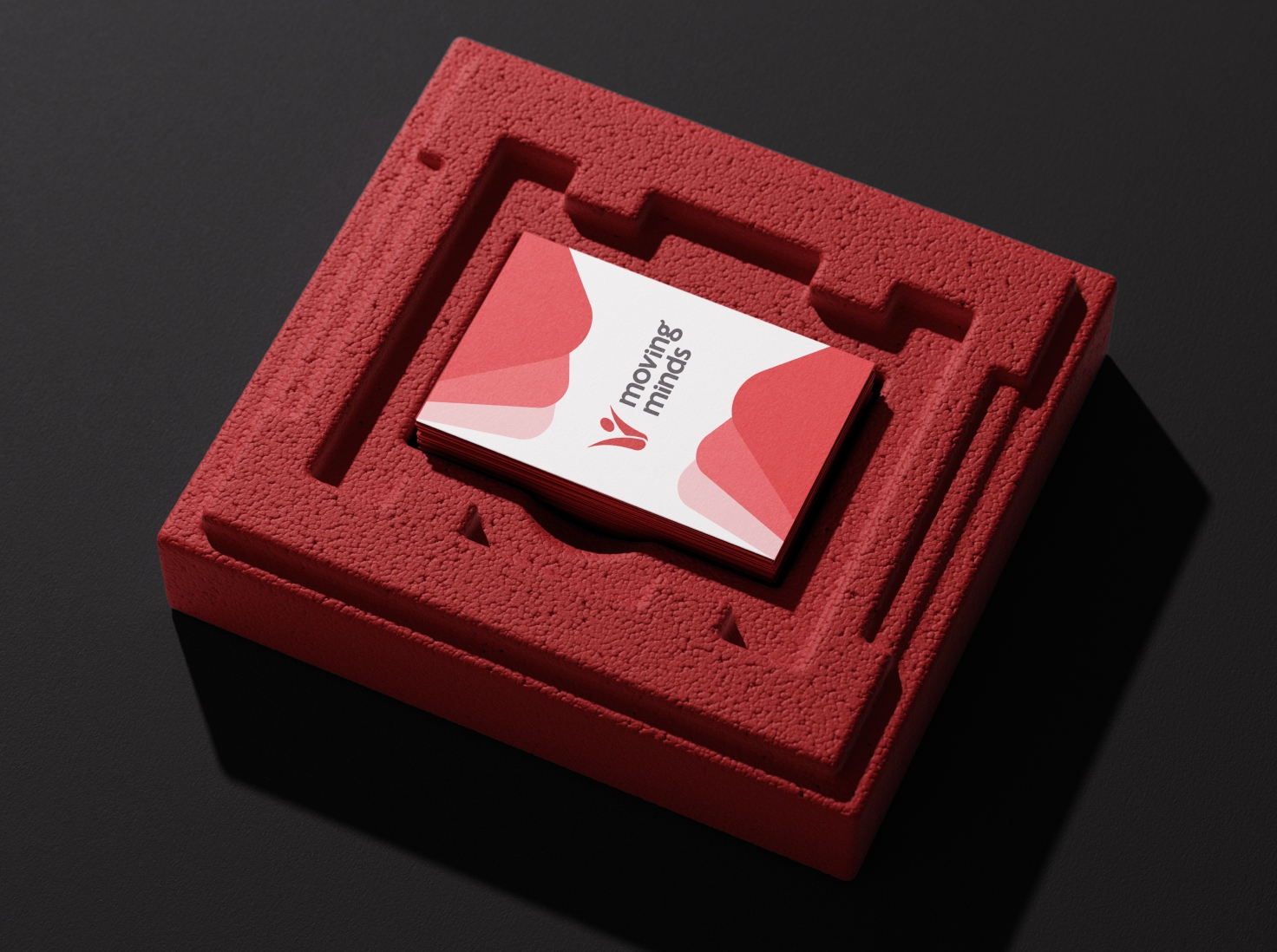 red business cards moving minds